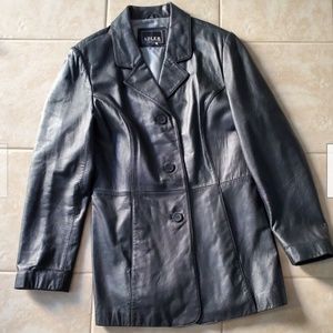 Adler Collection Beautiful Black lambskin Leather jacket Blazer coat sz large
